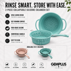 2-Piece Collapsible Silicone Colander Set, Teal