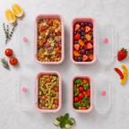 4-Piece Collapsible Silicone Food Containers, Pink