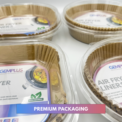 GEM+ | 100pcs Disposable Air Fryer Liners – Round & Square - 6" and 8" Sizes