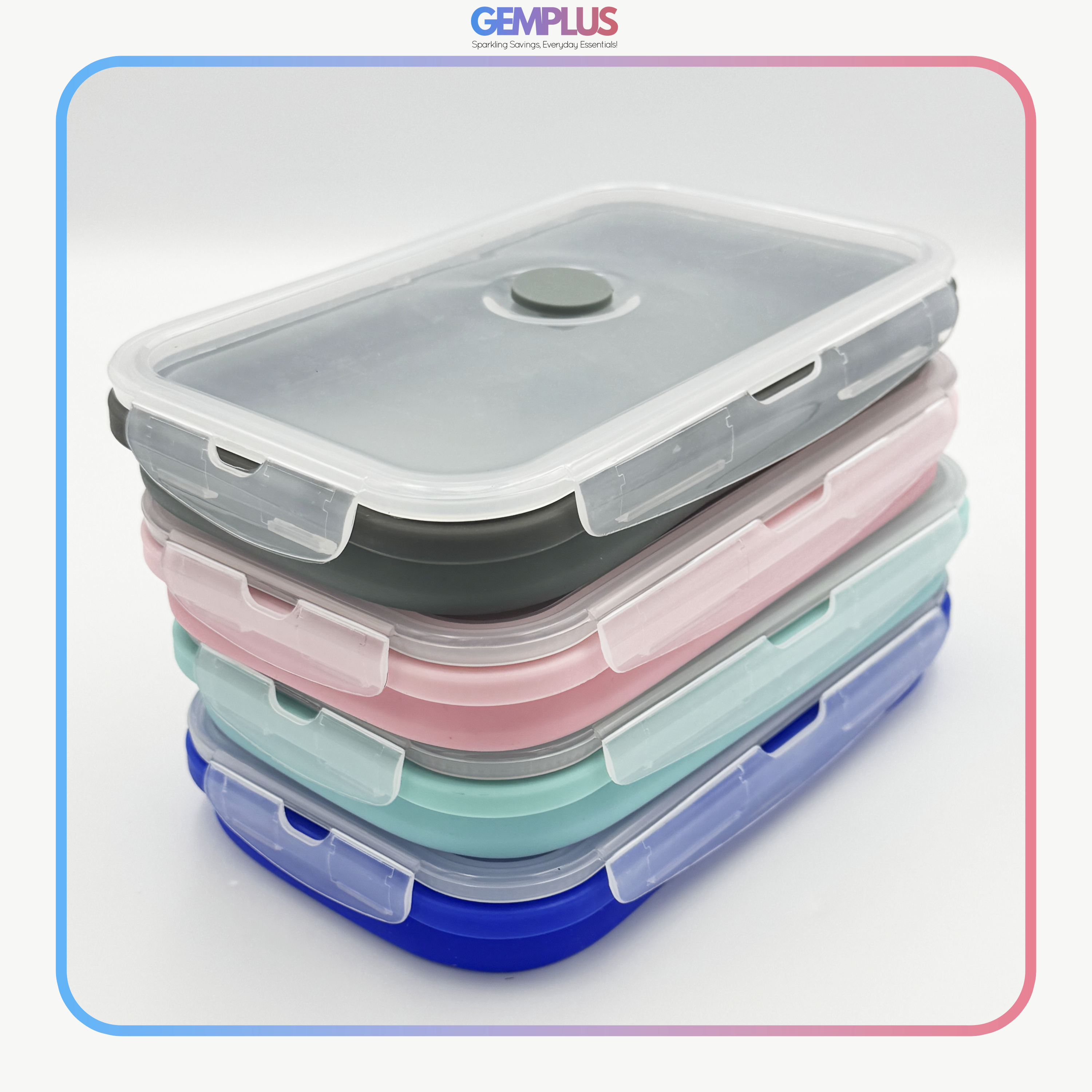 GEM+ | Collapsible Silicone Food Storage Container Set (4 Pieces)