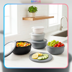 GEM+ | Food Storage Containers Set of 4 Black – Airtight Kitchen Storage Bowls with Lids