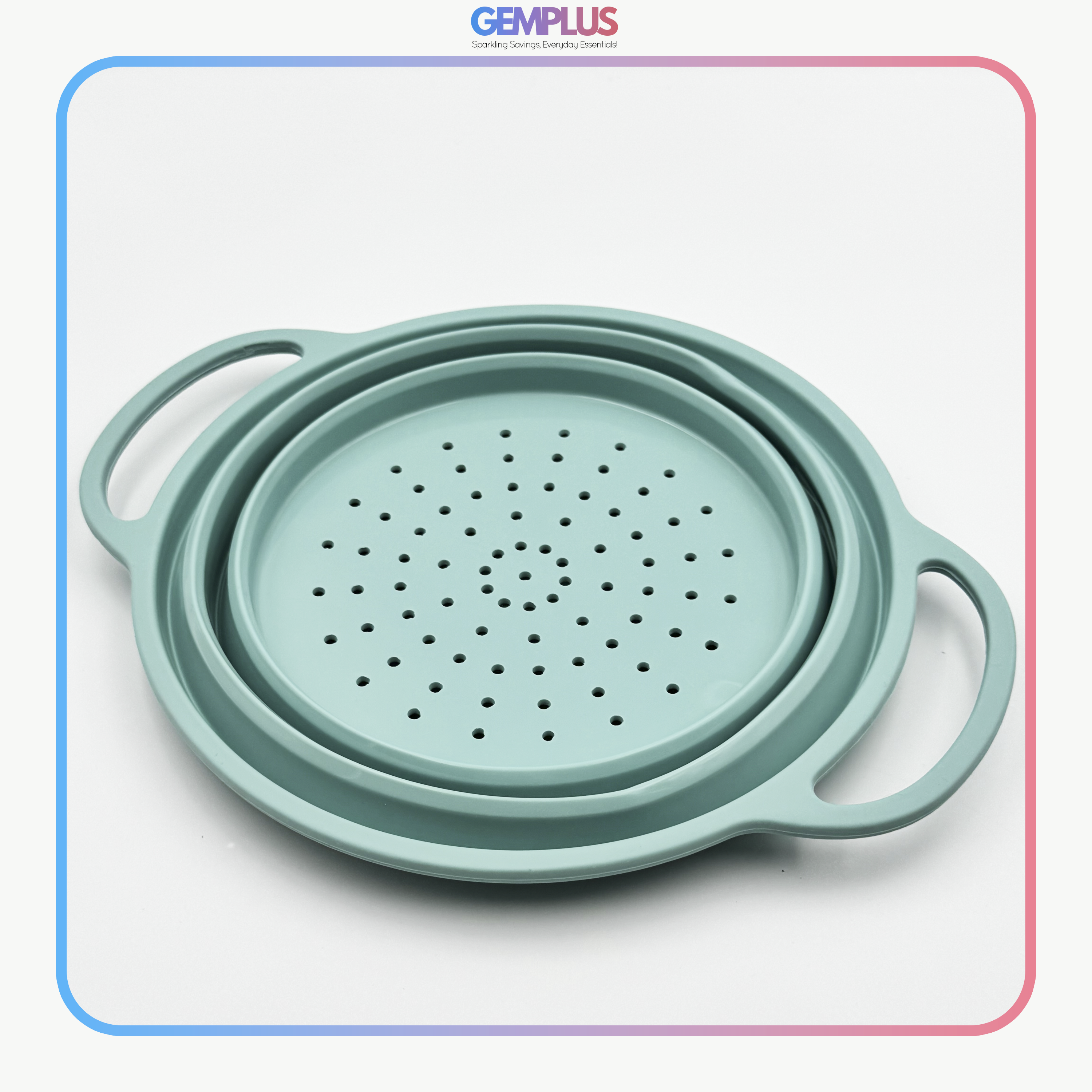GEM+ |  Collapsible Silicone Colander Set (2 Pieces) – Pastel Blue