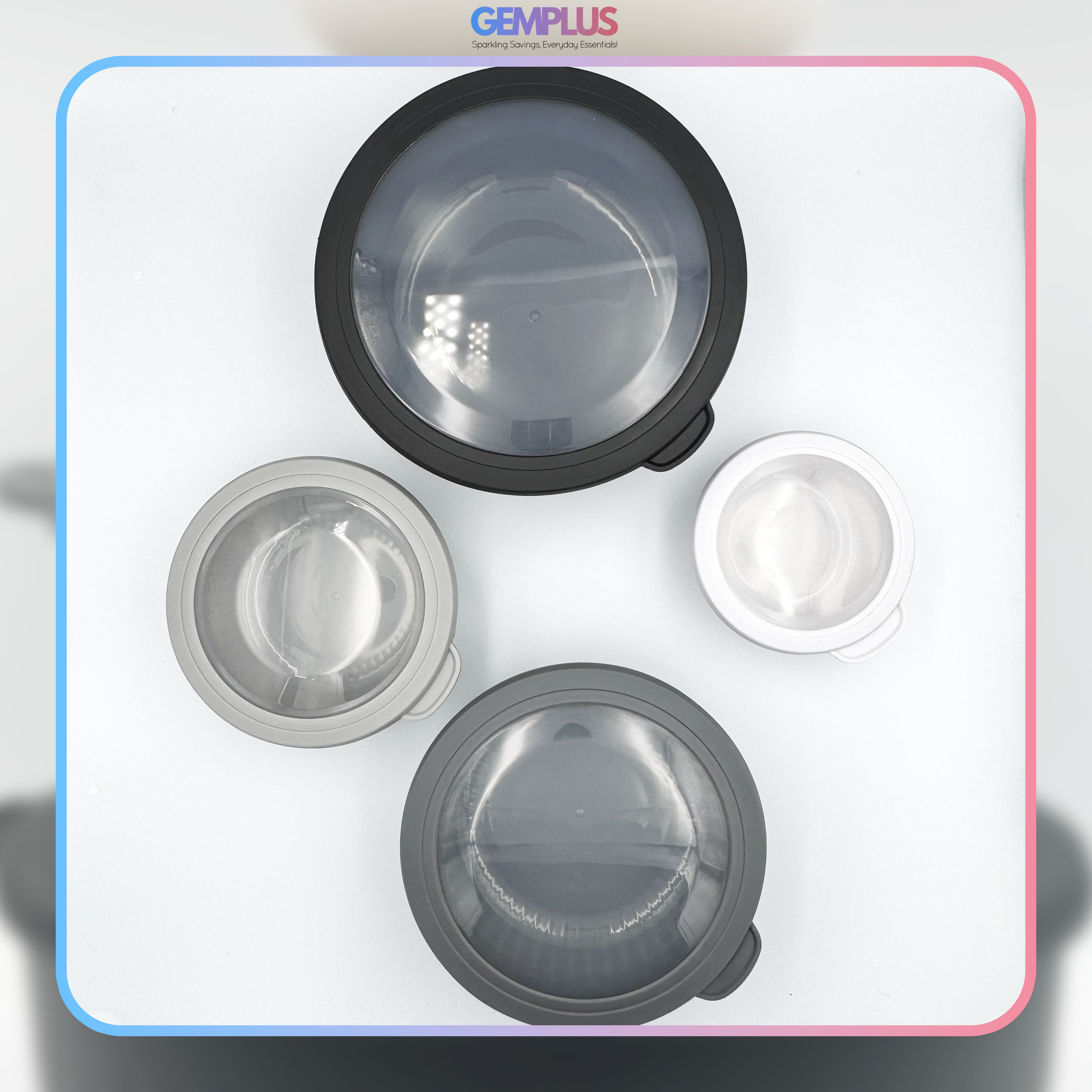 GEM+ | Food Storage Containers Set of 4 Black – Airtight Kitchen Storage Bowls with Lids