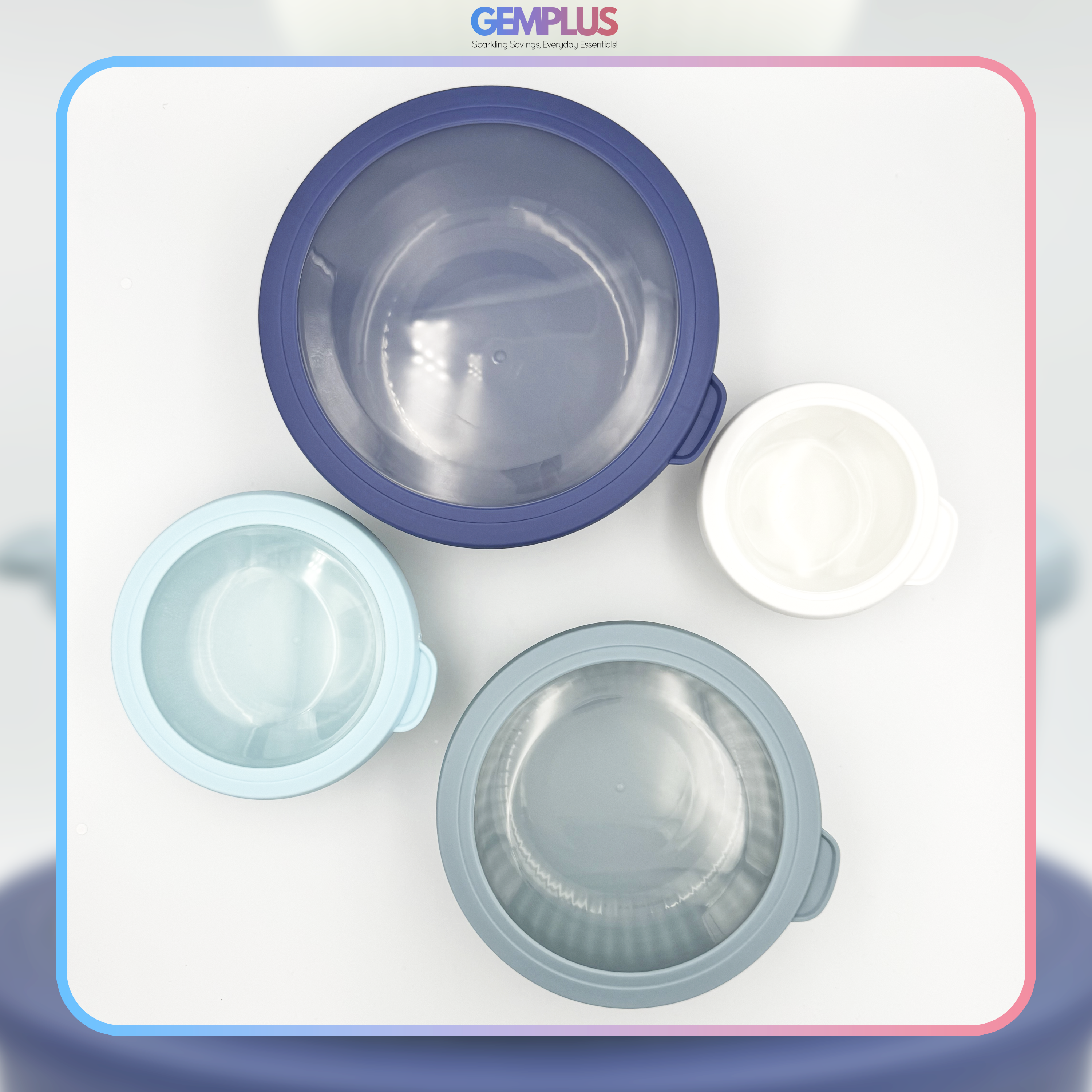 GEM+ | Food Storage Containers Set of 4 Blue – Airtight Kitchen Storage Set with Lids