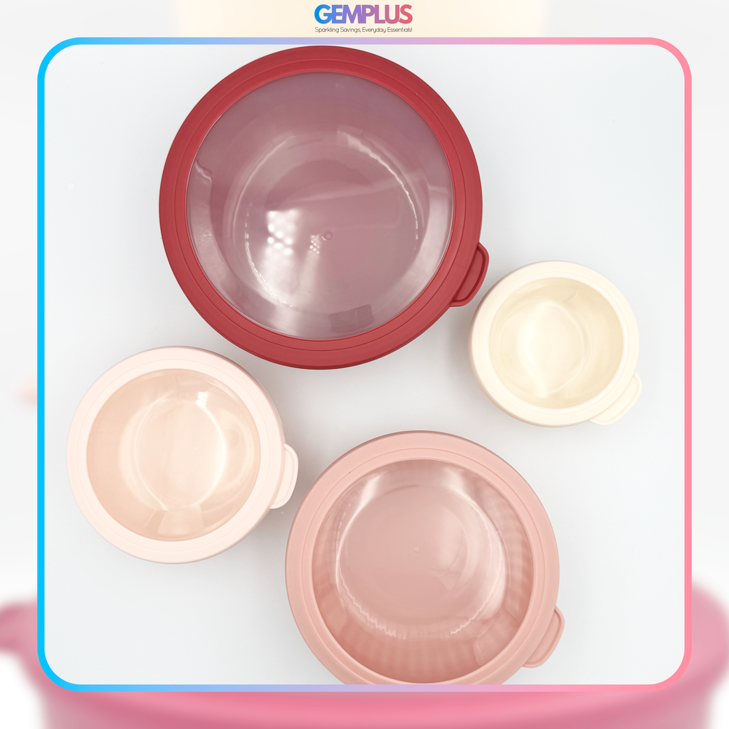 GEM+ | Food Storage Containers Set of 4 Pink – Airtight Meal Prep Bowls with Lids