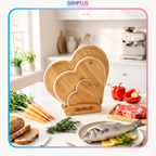 GEM+ | Heart Shaped Bamboo Chopping Boards Set of 3 White Trim with Stand – Wooden Cutting Boards Set