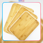 GEM+ | Bamboo Chopping Boards Set with Stand White Trim – 3 Piece Wooden Kitchen Cutting Board Set
