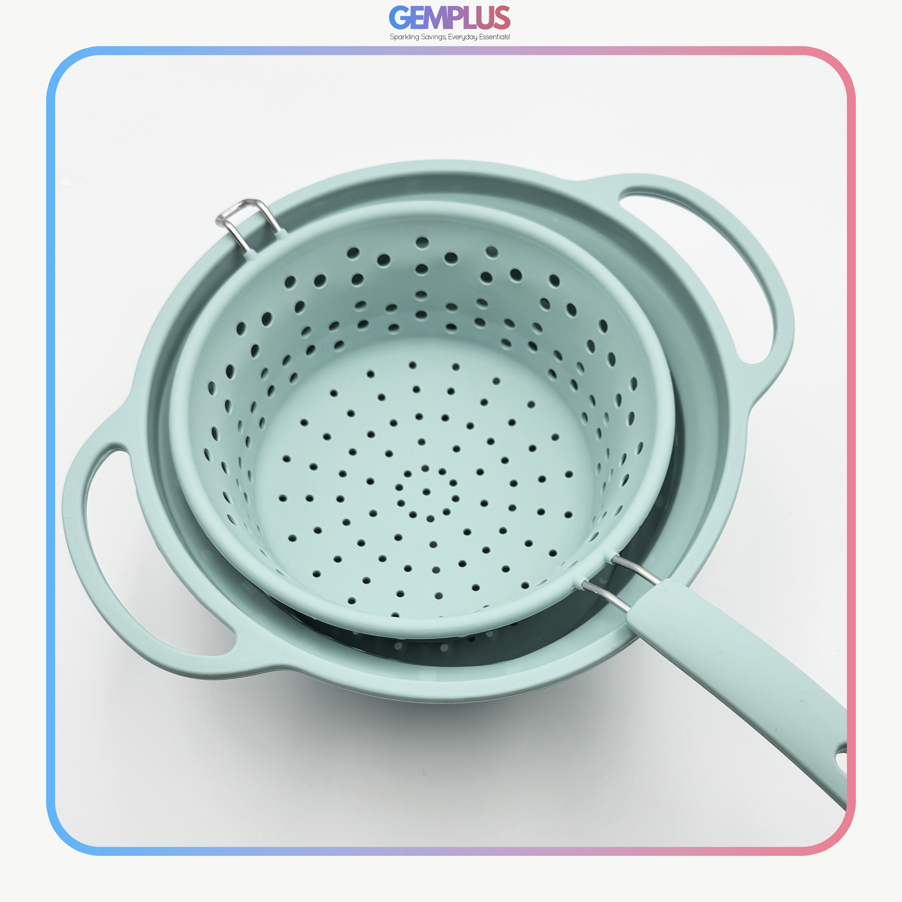 GEM+ |  Collapsible Silicone Colander Set (2 Pieces) – Pastel Blue