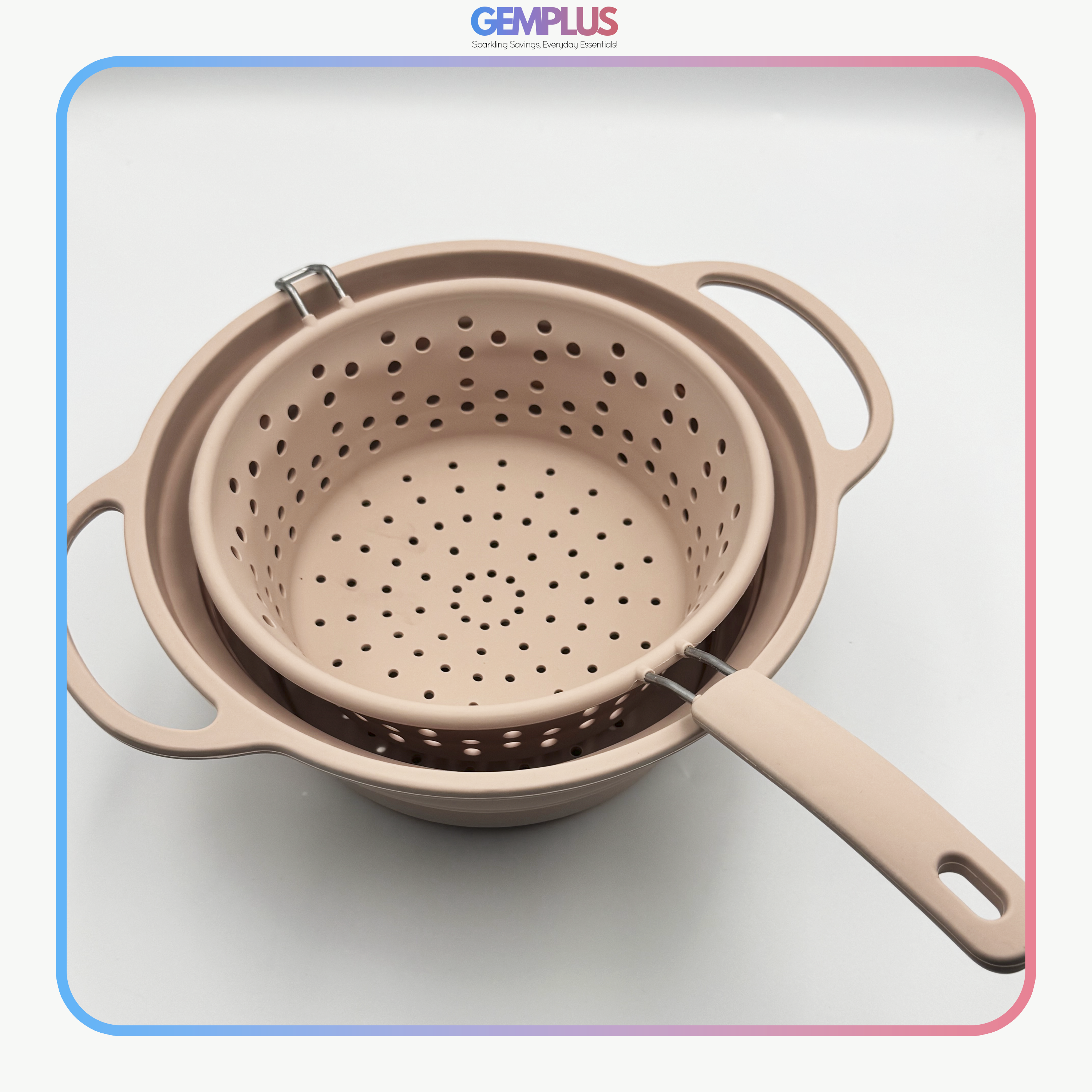 GEM+ | Collapsible Silicone Colander Set (2 Pieces) – Pastel Pink