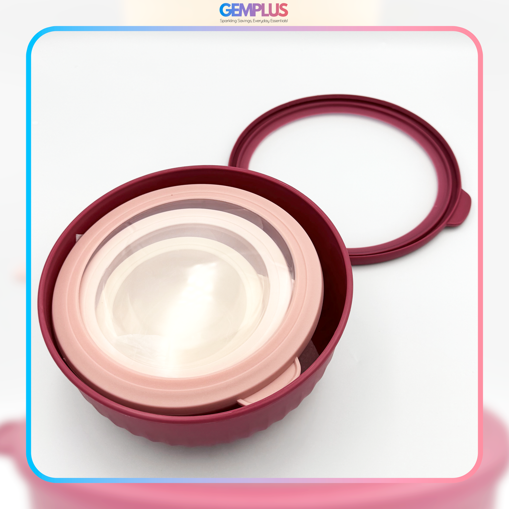 GEM+ | Food Storage Containers Set of 4 Pink – Airtight Meal Prep Bowls with Lids