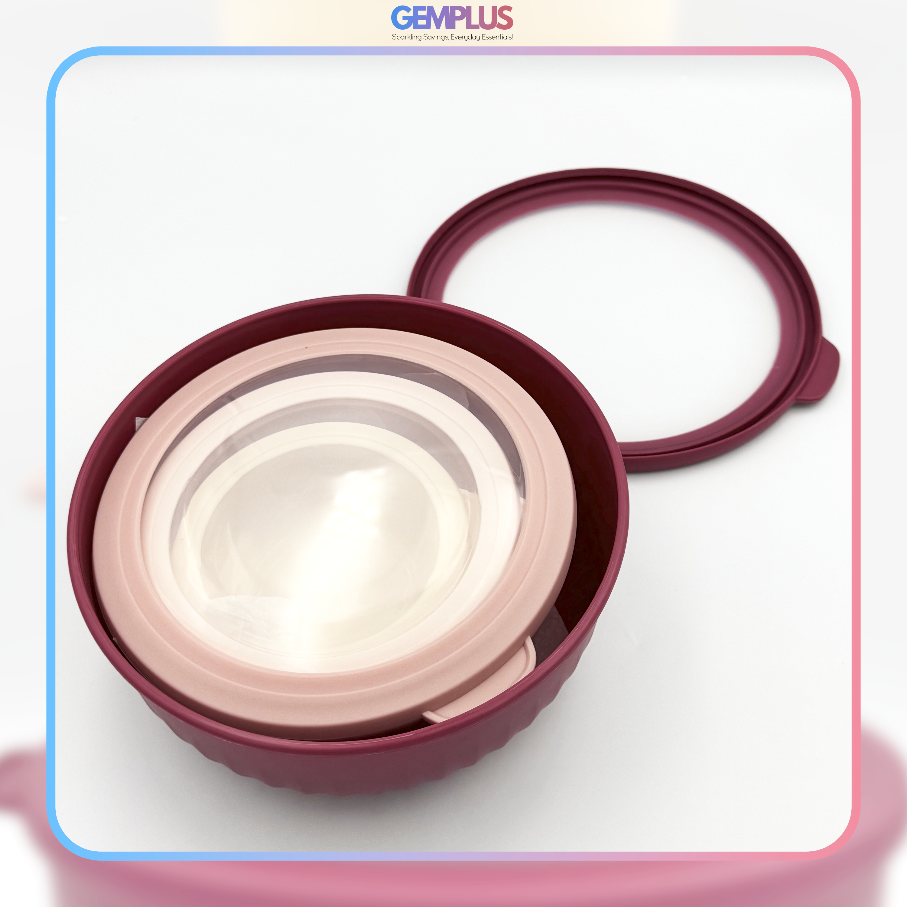 GEM+ | Food Storage Containers Set of 4 Pink – Airtight Meal Prep Bowls with Lids