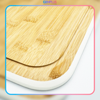 GEM+ | Bamboo Chopping Boards Set with Stand White Trim – 3 Piece Wooden Kitchen Cutting Board Set