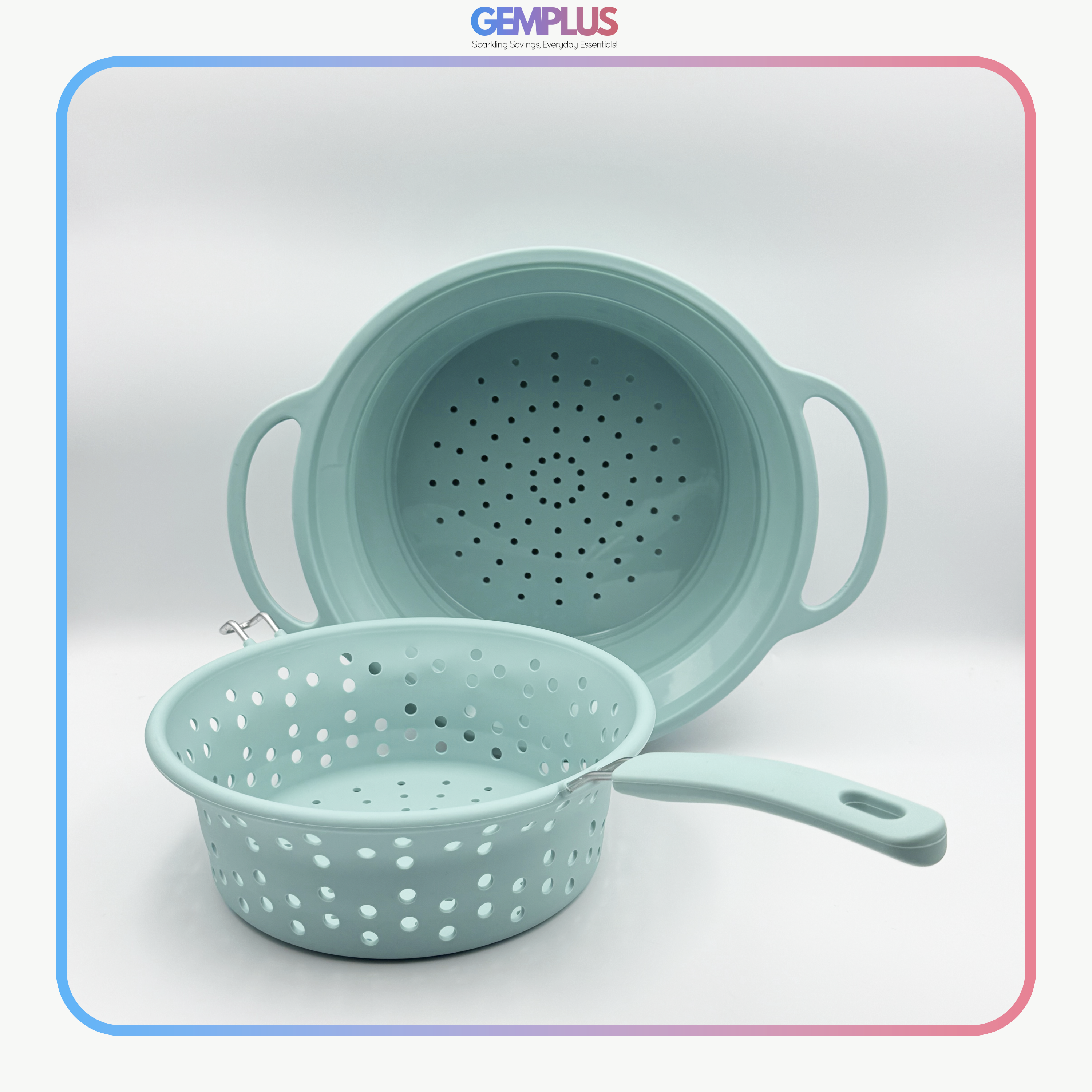GEM+ |  Collapsible Silicone Colander Set (2 Pieces) – Pastel Blue