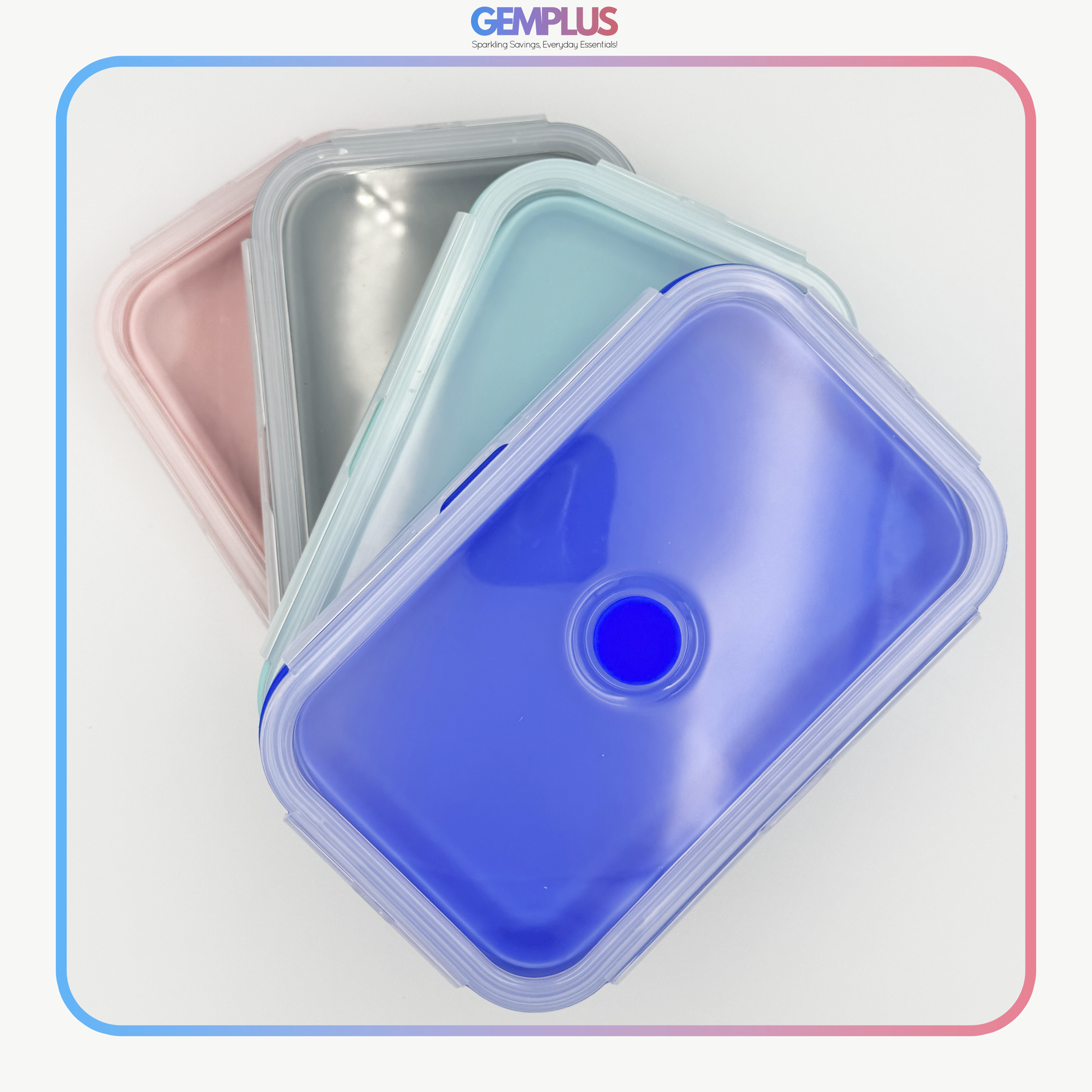 GEM+ | Collapsible Silicone Food Storage Container Set (4 Pieces)