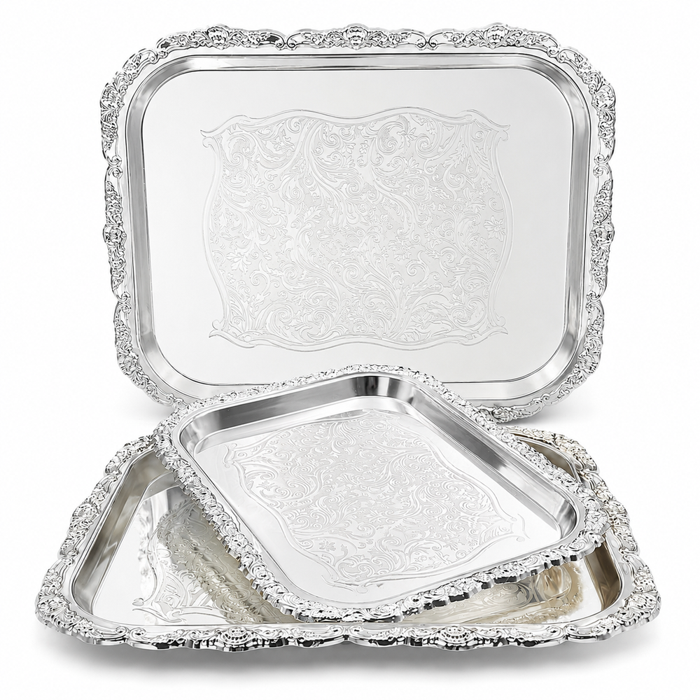3 Silver-Plated Serving Trays for Bread & Desserts