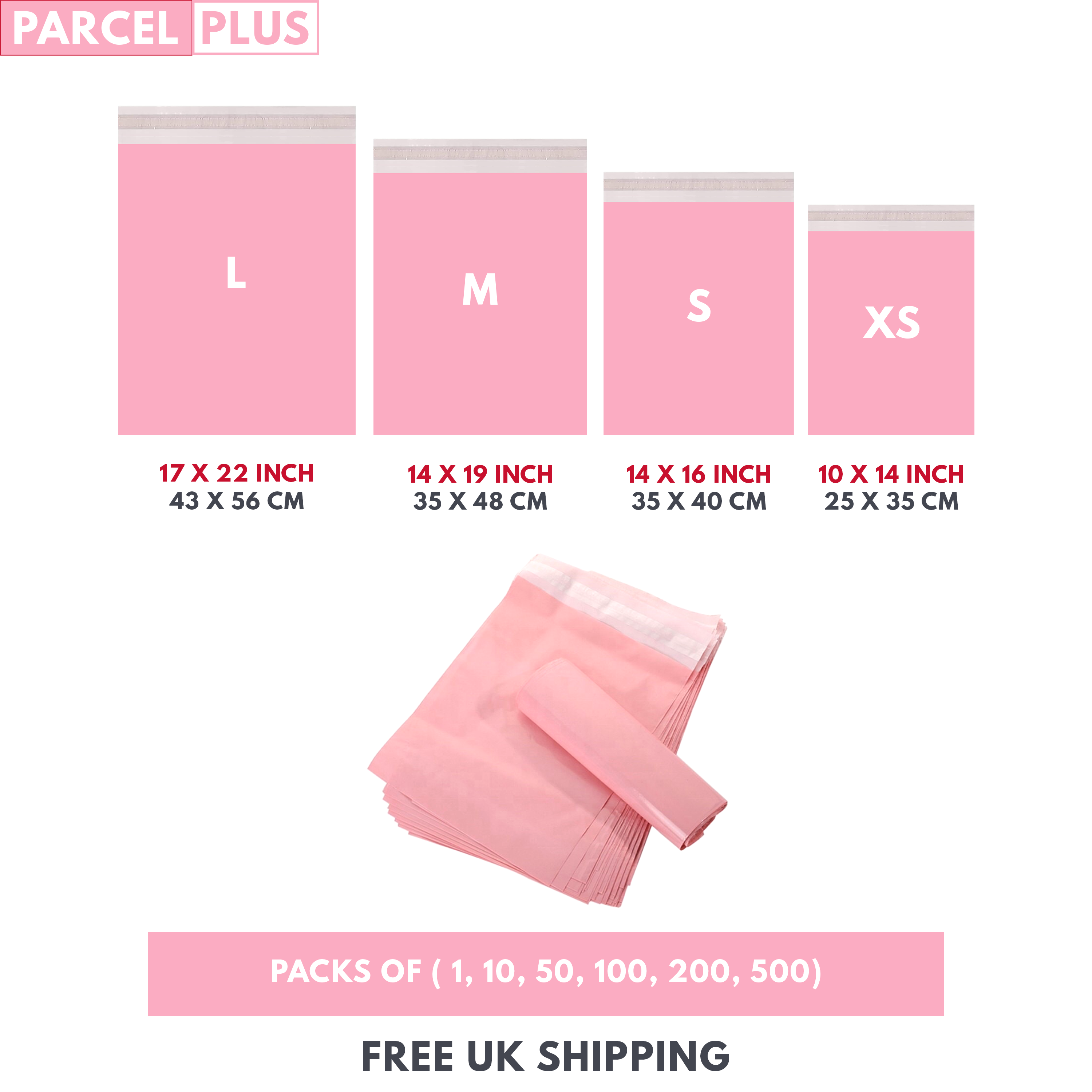 Parcel + | Rose Pink Postal Post Packaging Bags Plastic Mailing Packing Postage
