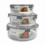 GEM+ | 3-Piece Round Food Container Storage Set – BPA-Free, Durable, Lock & Seal