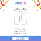 GEM+ | Bamboo Wood Salt and Pepper Grinder Set (2 Pieces)