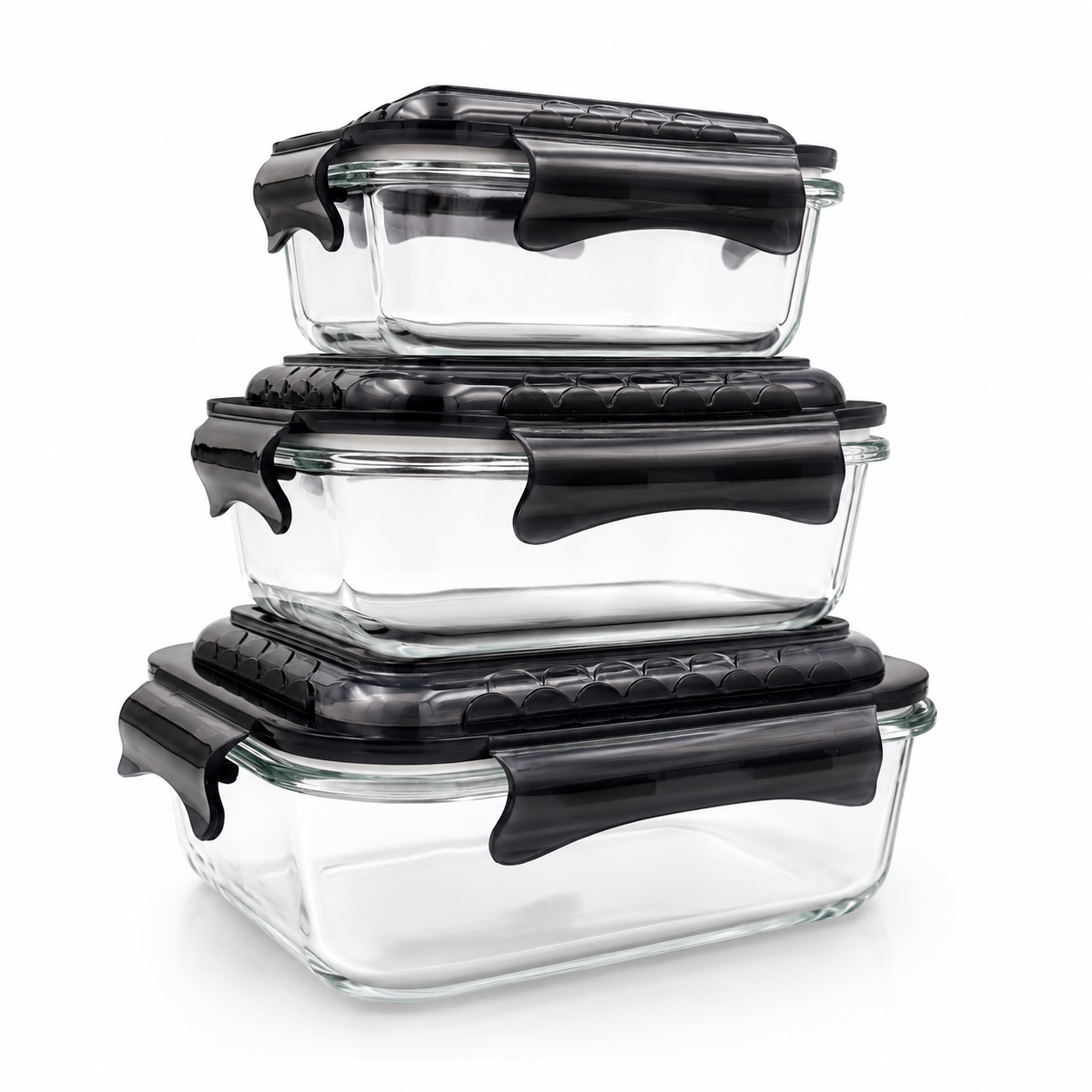 GEM+ | 3pc Borosilicate Glass Food Storage Container Set – Airtight, Leak-Proof & Durable