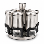 GEM+ | Premium Stainless Steel 6pcs Spice Jar Rotating Carousel Stand - Elegant