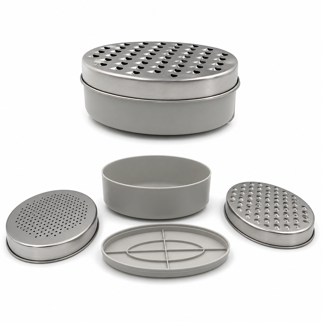 GEM+ | Premium Stainless Steel Multi-Blade Grater with Container and Lid Set