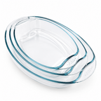 GEM+ | 3pc Oval Tempered Glass Baking Dish Set