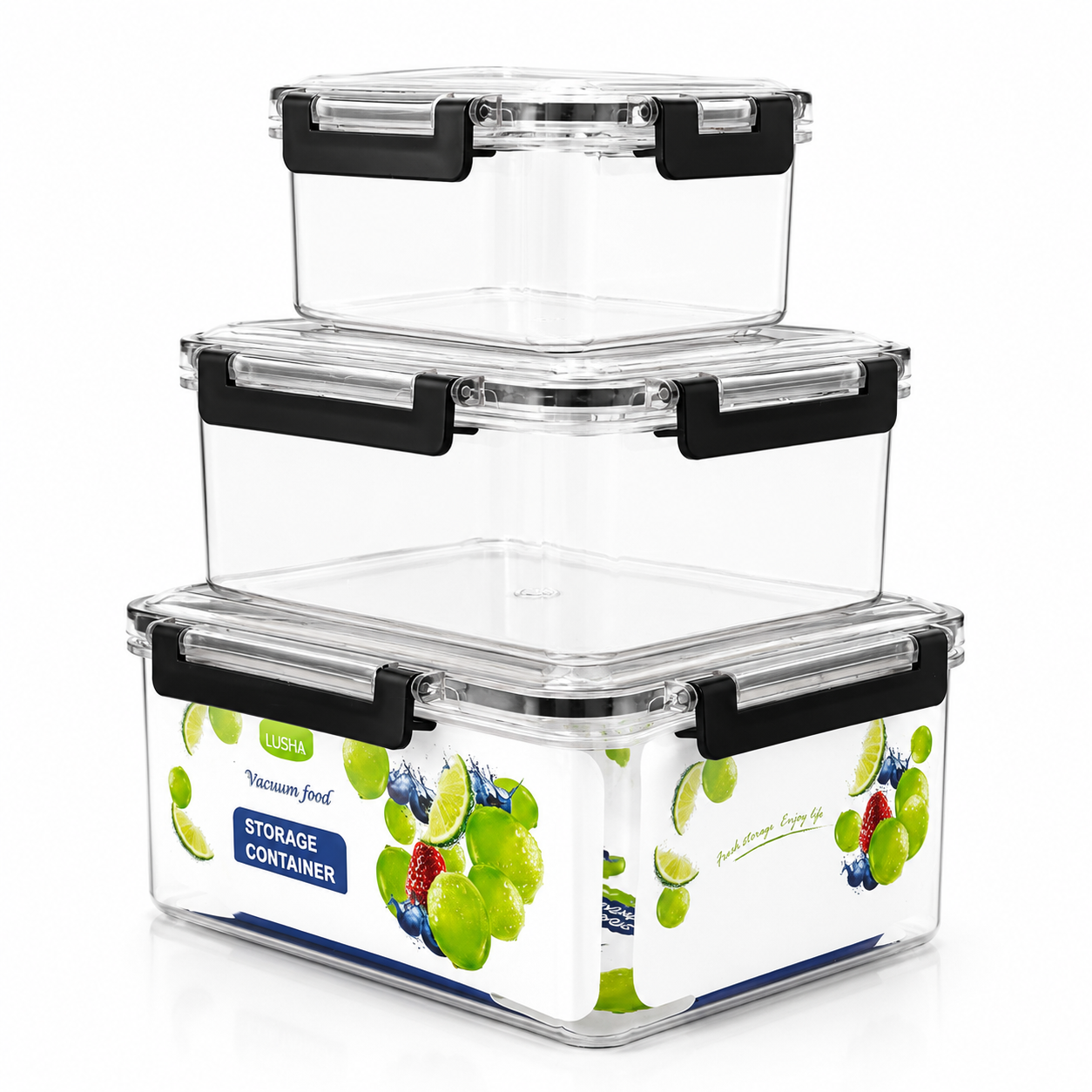 GEM+ | 3-Piece RectangularFood Container Storage Set – Durable BPA-Free, Lock & Seal