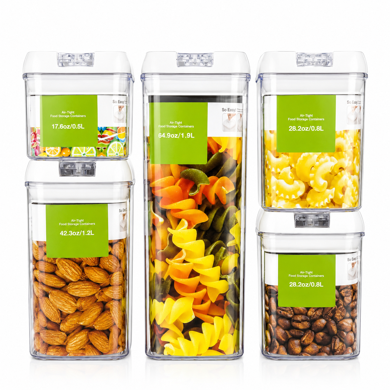GEM+ | 5pc Premium Airtight Food Storage Container Set Stackable BPA FREE