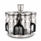 GEM+ | Premium Stainless Steel 6pcs Spice Jar Rotating Carousel Stand Elegant