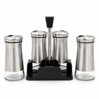 GEM+ | Premium Stainless Steel Salt, Pepper Spices Dispenser  Set - 4pcs + Stand