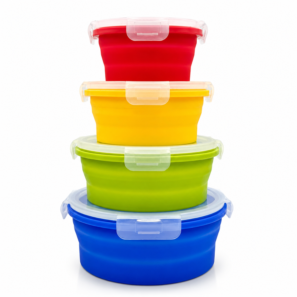 GEM+ | 4-Piece Collapsible Round Food Container Set – Space-Saving  BPA FREE