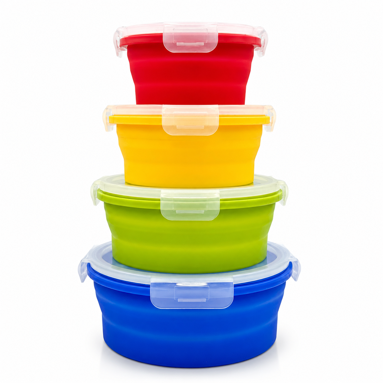 GEM+ | 4-Piece Collapsible Round Food Container Set – Space-Saving  BPA FREE