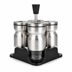 GEM+ | Premium Stainless Steel Salt Pepper Spices Dispenser Set - 4pcs + Stand