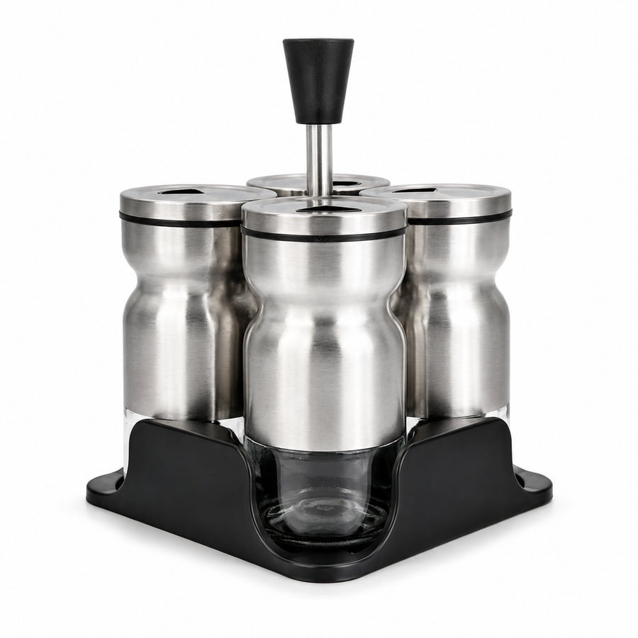 4-Piece Seasoning Shaker Set with Stand