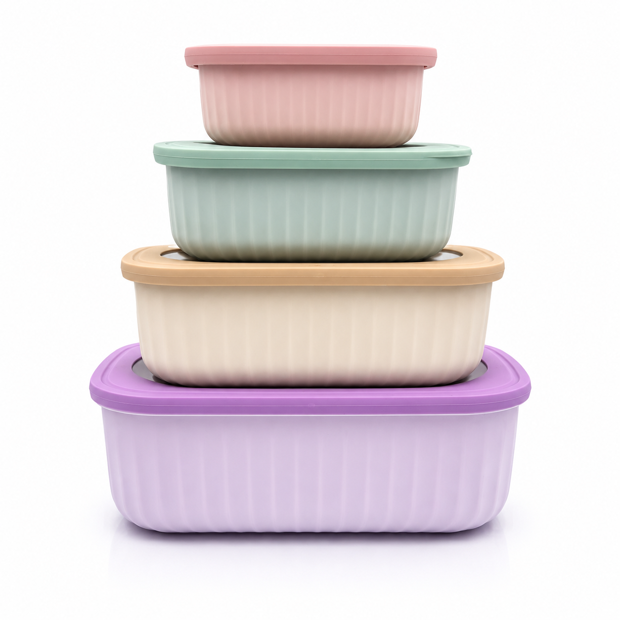 GEM+ | 4-Piece Rectangular Food Storage Container Set – Multi-Coloured
