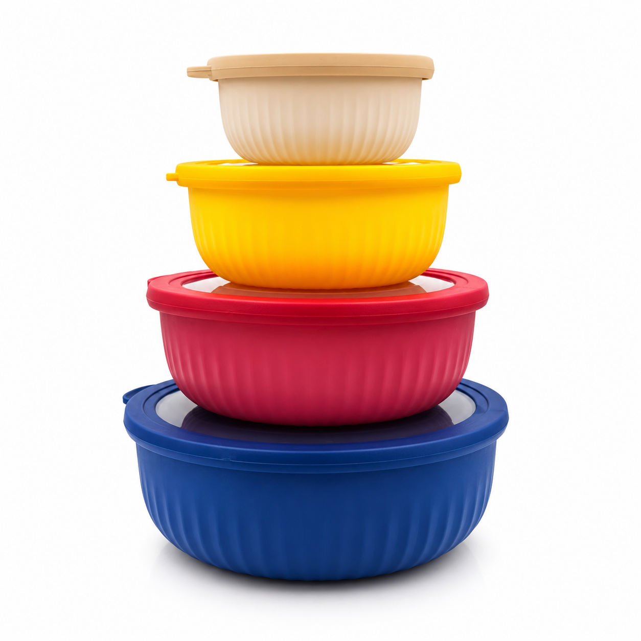 GEM+ | 4-Piece Round Food Storage Container Set – Multi-Coloured, Airtight