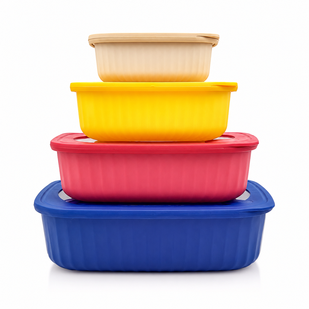 GEM+ | 4-Piece BPA-Free Rectangular Food Containers | Lock & Seal Lids | Microwave Safe