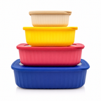 GEM+ | 4-Piece BPA-Free Rectangular Food Containers | Lock & Seal Lids | Microwave Safe