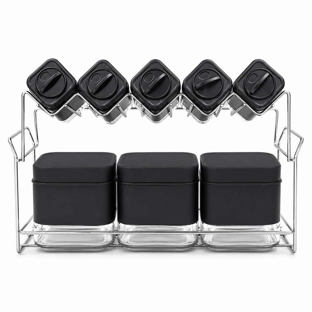 GEM+ | Black 9pcs Spice Jar & Shakers Set