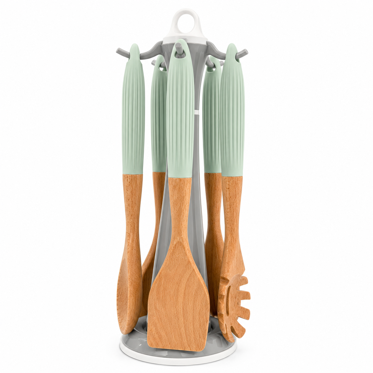 GEM+ | 5-Piece Premium Wooden & Silicone Utensil Set – Heat Resistant - Mint
