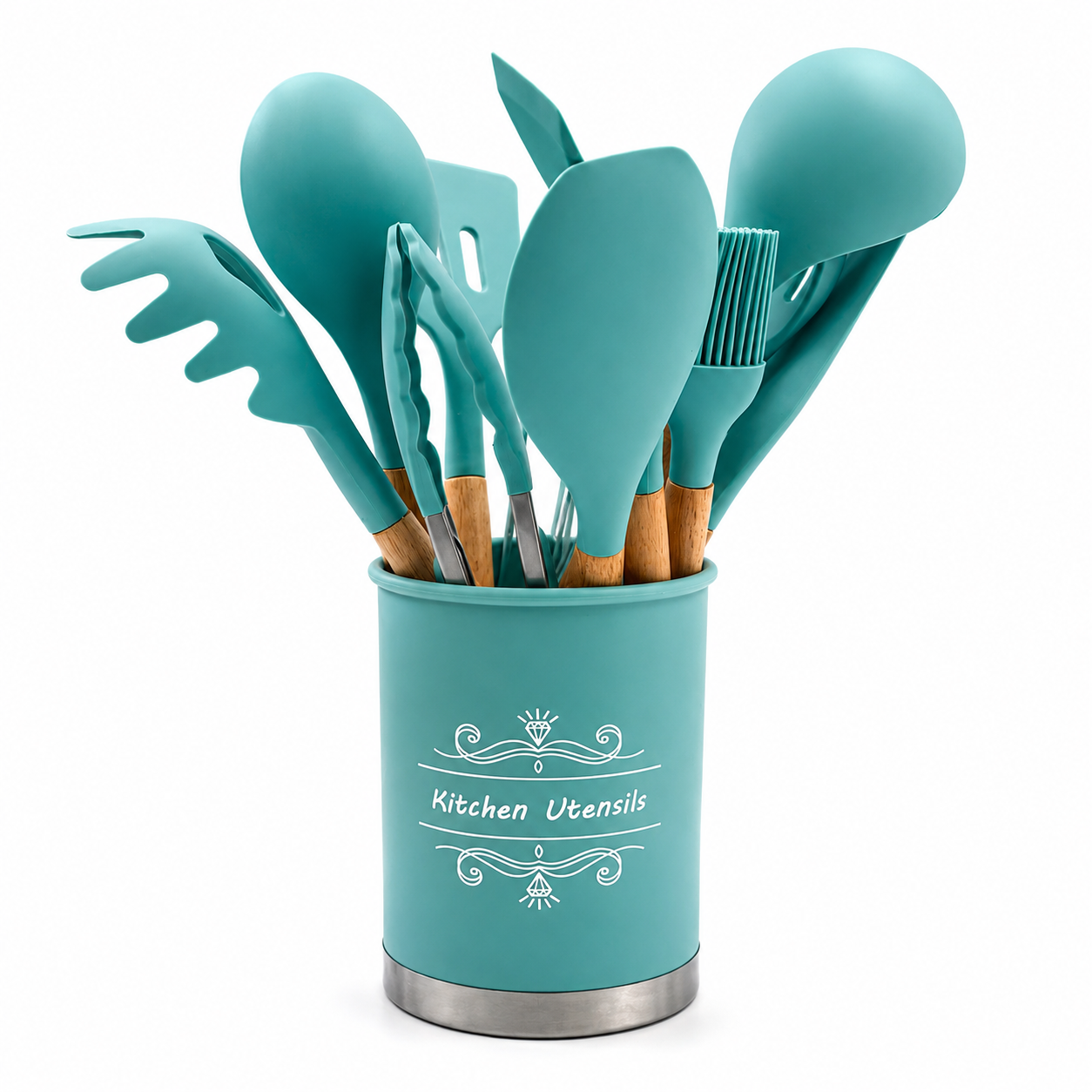 GEM+ | Premium 12-Piece Silicone Cooking & Baking Utensil Set – Non-Stick, BPA-Free, Teal