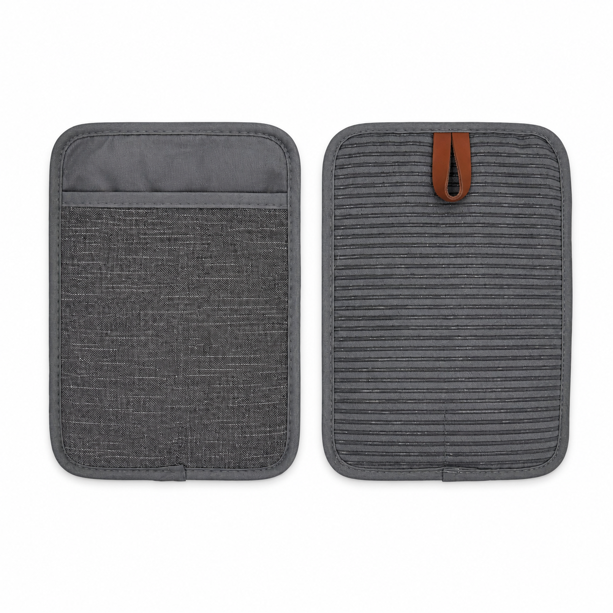 GEM+ | 2Pcs Premium Quilted Heat-Resistant Pot Holders Silicone Grip – Grey/Blue
