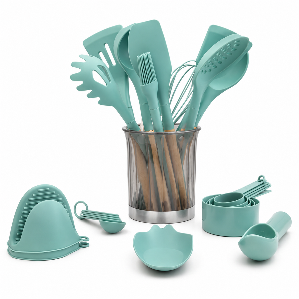 GEM+ | Premium 26-Piece Cooking & Baking Utensil Set Silicone Non-Stick BPA-FREE- Teal