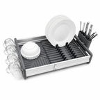GEM+ | Expanding Dish Drying Rack with 3 Utensil Compartments Expandable Drainer