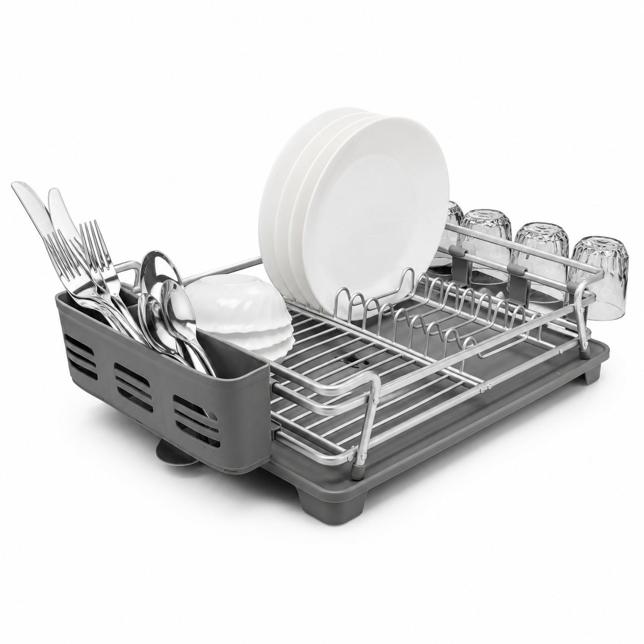 GEM+ | Premium Large Aluminum Dish Drying Rack Dishrack Drainer with Tray