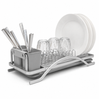 GEM+ | Premium Aluminum Dish Drying Rack Utensil Holder Hang Holes & Rust Proof