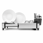 GEM+ | Expanding Dish Drying Rack with 3 Utensil Compartments - Rotatable Spout