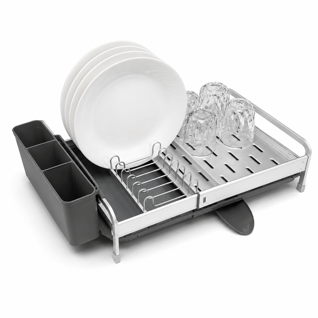 GEM+ | Expanding Dish Drying Rack Adjustable Draining & Aluminum Frame  30-52cm