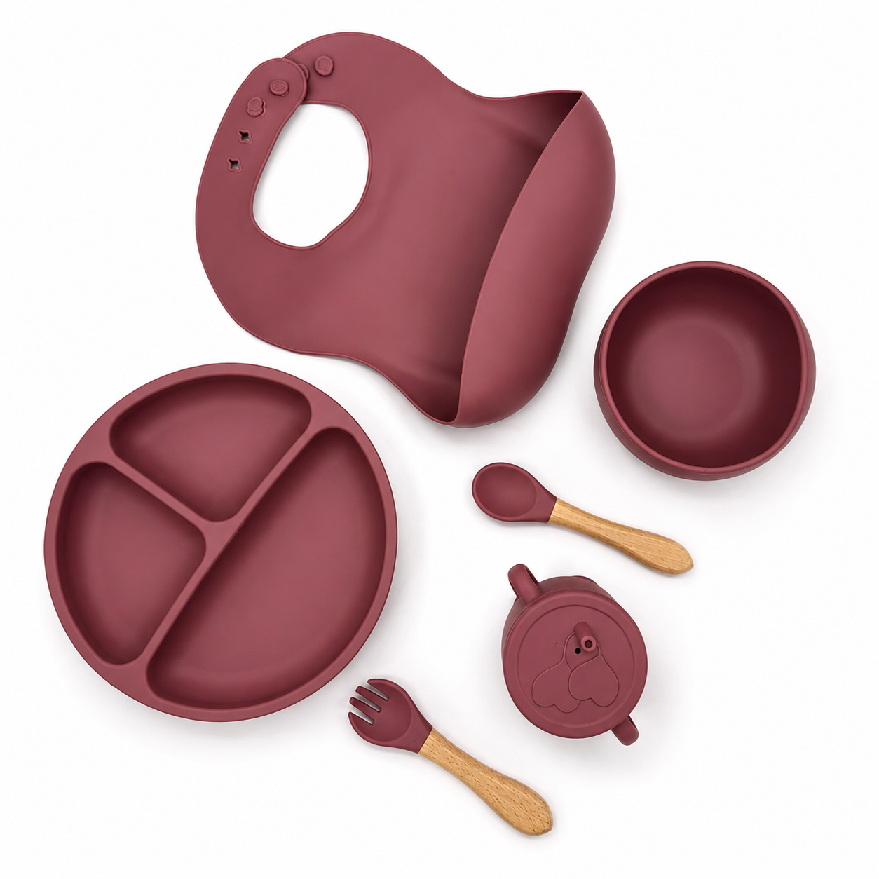 GEM+ | 6-Piece Silicone Baby Feeding Set - BPA-Free - Weaning Set -Suction Bowl