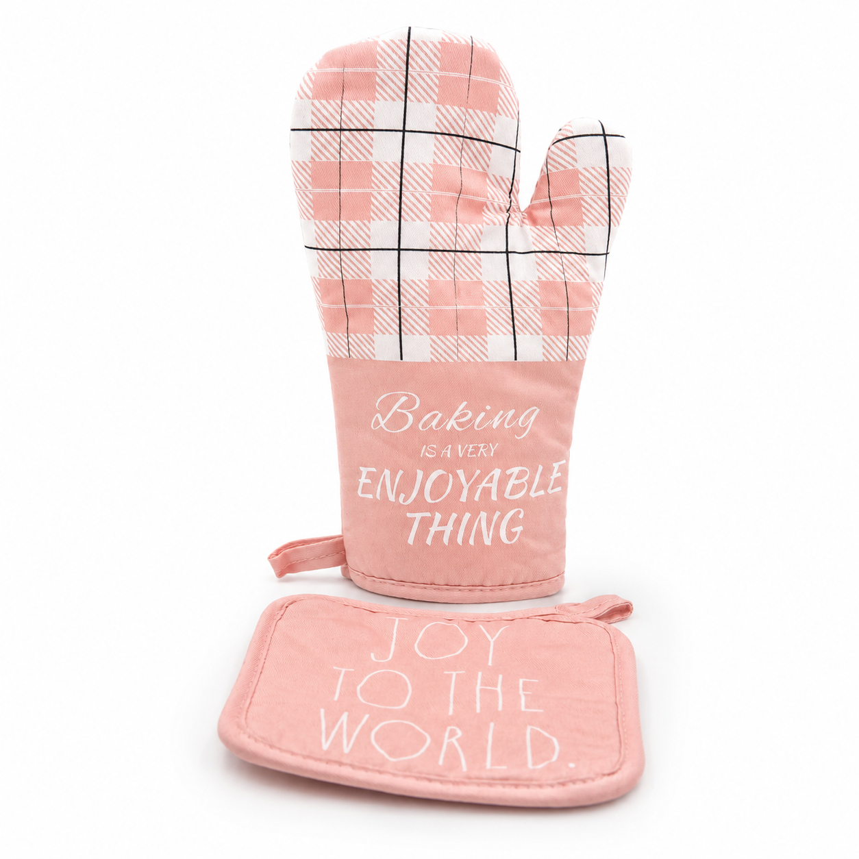 GEM+ | 2-Piece Premium Oven Mitt & Pot Holder Set - Pink & Green Heat Resistant